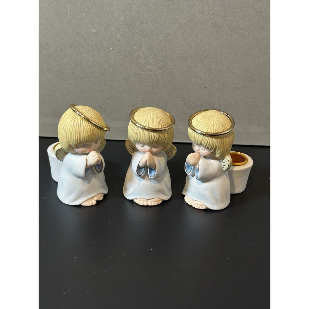 vintage porcelain Angel Candle Holders Lot Of 3